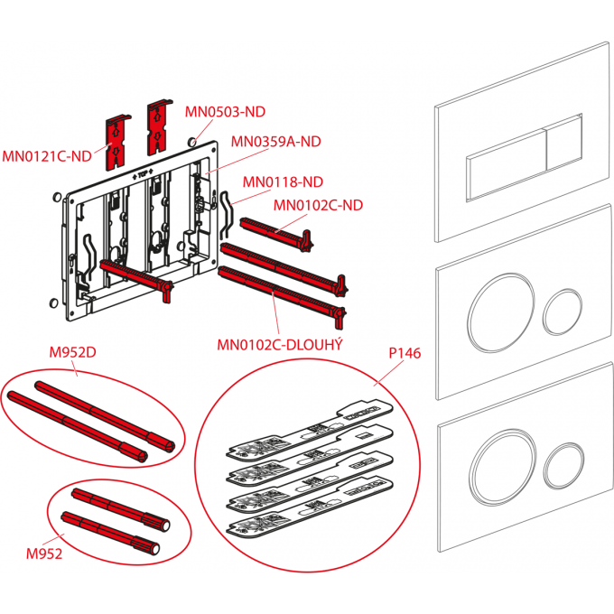 Толкатель механизма ALCAPLAST удлиненный M952D-ND