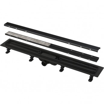 Водоотводящий желоб ALCAPLAST APZ19BLACK-550 с порогами для решетки или под кладку плитки черный