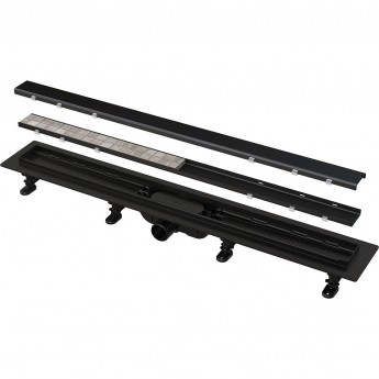 Водоотводящий желоб ALCAPLAST APZ19BLACK-650 с порогами для решетки или под кладку плитки черный